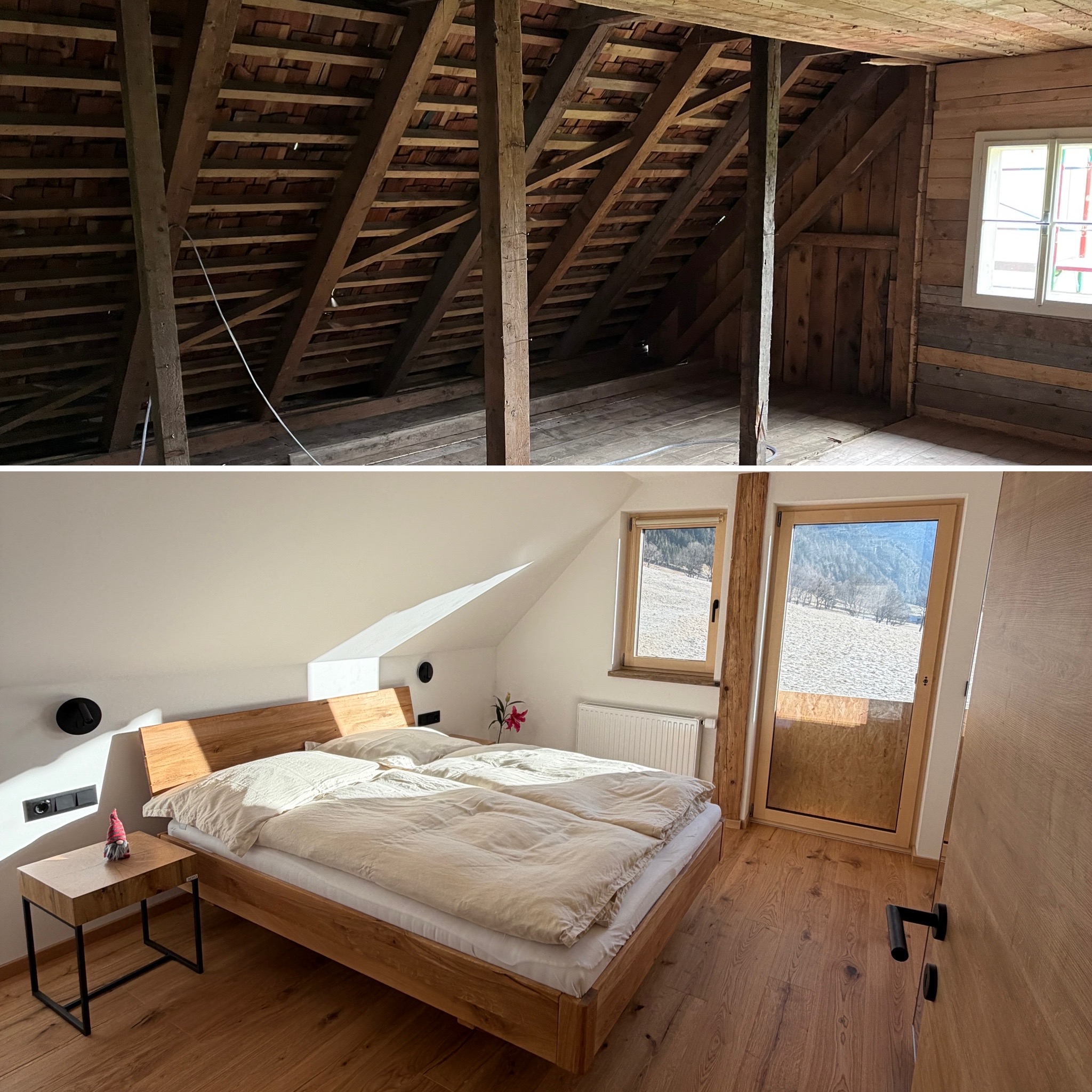 Schlafzimmer vorher/nachher