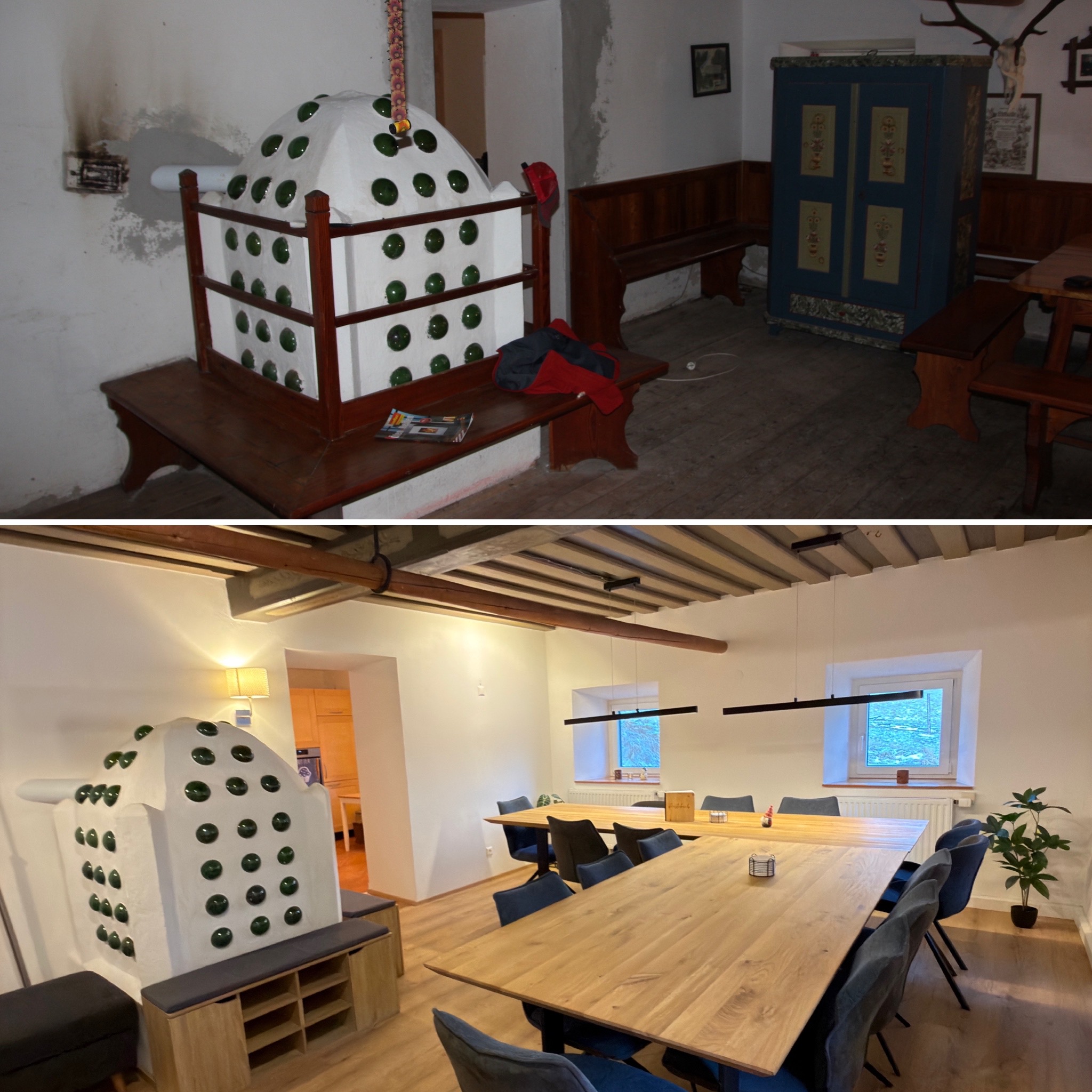 Bauernstube vorher/nachher