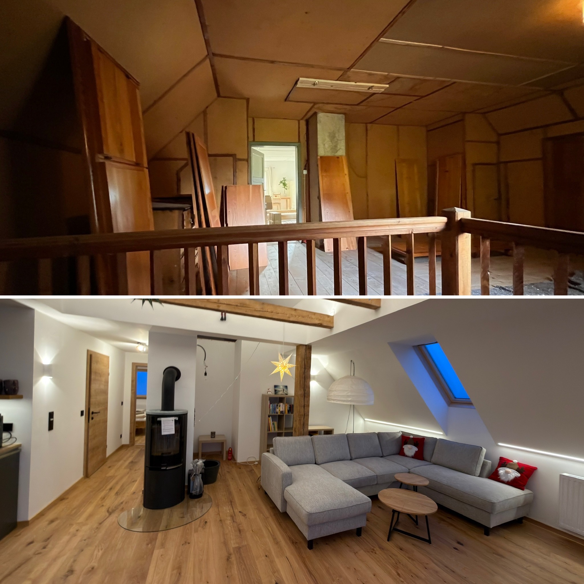 Wohnzimmer vorher/nachher